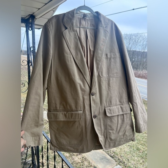 DULUTH TRADING CO Men’s Khaki Chino Field Blazer With Multiple Pockets Size LT